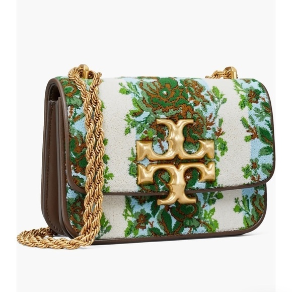 New Tory Burch Small Eleanor Flocked Convertible Shoulder Bag RAYURE FLEURIE - Picture 2 of 12